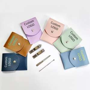 Kit de Cuidado de Uñas de Acero Inoxidable de 4 Piezas Personalizado con Bolsa de PU, Mini Set de Cortauñas Blancos, Artículos Esenciales para el Hogar, Cortador de Uñas ANAAIF - Product Image 1