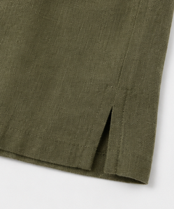 Chemise décontractée à manches courtes pour homme, vert olive, avec broderie de feuilles, tenue d'été - Product Image 4