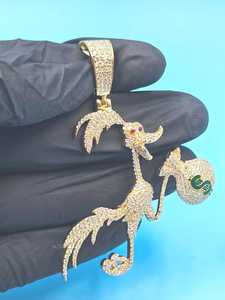 Pendentif Hip Hop en forme de canard et sac d'argent avec symbole $, entièrement serti de Moissanite VVS, Bijoux Hip Hop en Argent, Pendentif 3D style dessin animé - Product Image 6