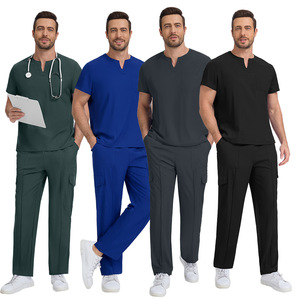 Tenues d'infirmière pour hommes, grande taille, en polyester tissé, couleur unie, lavables à la main, pour usage hospitalier, ensembles d'uniformes - Product Image 1
