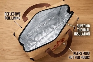 tyvek paper BBQ Insulated Tote Bag with Superior Thermal Foil Lining Keeps Food Hot for Hours for Catering and Garden Party - Product Image 2