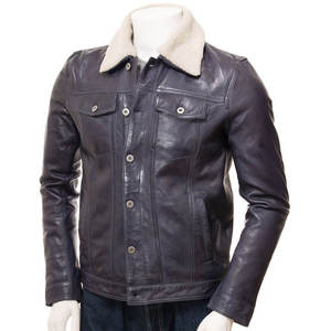 Blouson en cuir vintage pour homme avec fermeture éclair avant et col rabattable, style streetwear, meilleure vente, veste d'hiver - Product Image 3