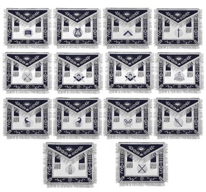 Tablier de secrétaire de luxe écologique bleu marine avec franges et languettes latérales pour broderie, point de croix et travaux d'aiguille - Product Image 6