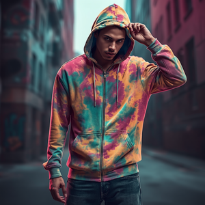 เสื้อฮู้ดซิปแบบวินเทจผ้าฝ้ายฟลีซฟอกกรด พร้อมบริการปรับแต่งแบบ OEM ODM - Product Image 1