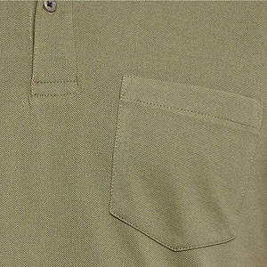Polo en coton à manches courtes pour homme avec poche poitrine, couleur unie, tissu tissé, coupe classique - Product Image 6