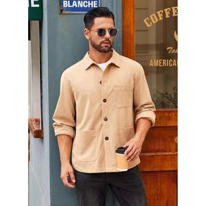 2025 léger hommes velours côtelé veste décontracté boutonné à manches longues rétro Shacket manteau - Product Image 5