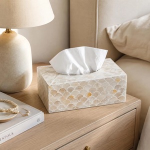 Caja de pañuelos rectangular hecha a mano de ILAHI con incrustaciones de nácar, moderna, ecológica y multiusos ICOMB-14014 - Product Image 4