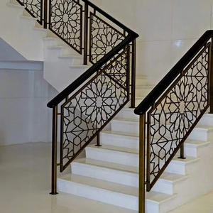 Premium wrought iron staircase railing with handcrafted scrollwork and wood handrail, adding timeless elegance to villas!! - Product Image 1