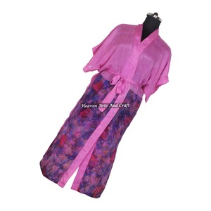KL005 Robe de nuit kimono en soie pour femme, imprimé floral coloré vintage, manches longues, séchage rapide, collection automne-hiver - Product Image 4