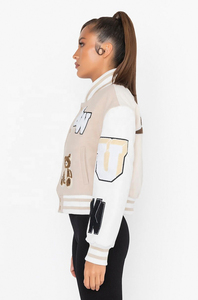 Professional Crop <b>Top</b> Varsity Jacket Durable Womens Streetwear Premium Manufacturer Bulk Orders - Product Image 2