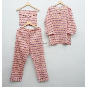 Conjunto de Pijama de Algodón 100% con Estampado Floral para Mujer, Manga Larga, Ropa de Dormir de Verano, Cintura Alta Elástica - Product Image 4