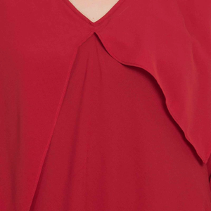 <b>Red</b> Long Sleeve Floor Length Abaya With Shawl Collar Loose Fit Modest Dress For Women Solid Color Polyester <b>Material</b> - Product Image 6