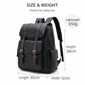 <span class=keywords><strong>Mochila</strong></span> Unisex de Moda Ligera de Cuero PU, Impermeable, con Cierre de Cremallera Antirrobo, Portátil y Duradera para la Escuela, Negocios y Uso Diario - Product Image 4