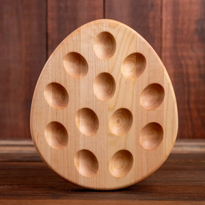 Plateau à œufs en bois avec poignée, support pratique pour œufs en bois, plateau à 24 emplacements, outil de cuisine manuel - Product Image 3