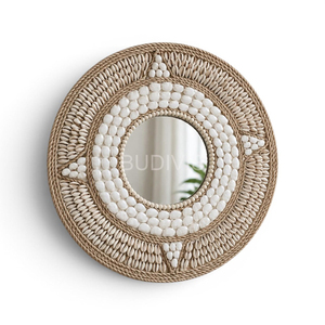 Geometric Sea <b>Shell</b> Mosaic Frame Wall Mirror, Natural Coastal Wall Decor, Wall Hanging Decoration <b>Ornament</b> - Product Image 1