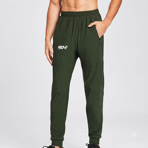 Men's Olive Green Sweatpants Elastic Waist Side Pockets Heat Transfer Logo Casual <b>Joggers</b> Winter Wear Wholesale Cheap Price - Product Image 1