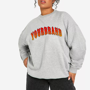 Sweat-shirt femme 100% coton de qualité supérieure OEM, logo imprimé DTF personnalisé, couleur unie, épaules tombantes, style streetwear. - Product Image 1