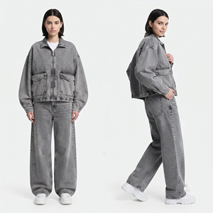Conjunto de 2 Piezas de Mezclilla para Mujer, Diseño Personalizado OEM, Manga Larga, Poliéster/Algodón, Estilo Urbano, Transpirable y Ecológico - Product Image 2