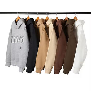 Sweat-shirt unisexe gris à capuche surdimensionné avec logo personnalisé, en coton French Terry 300g, avec poche kangourou - Product Image 6