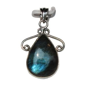 Rudra Gems - Precio al por mayor: Colgante de plata de ley 925 con cabujón de labradorita en forma de gota, estilo BOHEMIA, valorado por tercera parte, con propiedades curativas - Product Image 6