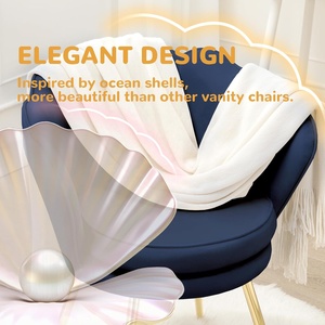 Petite chaise d'appoint fauteuils de vanité en velours pieds en métal doré style moderne du milieu du siècle chaise bleu foncé salon - Product Image 4
