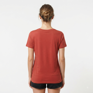 Camiseta de Cuello en V para Mujer, Manga Corta, Color Sólido, Algodón, Informal, Transpirable, Corte Regular, para Primavera y Verano - Product Image 3
