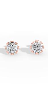 Élégantes boucles d'oreilles clous en diamant de laboratoire taille brillant ronde à griffes, en or 14K, bijoux fins de luxe, fournisseur en gros - Product Image 2