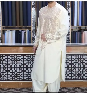 Men Traditional Afghan Shalwar Kameez Set Green Embroidered Ethnic Long Sleeve <b>Islamic</b> Clothing Outfit - Product Image 3