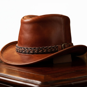 AFSAR SPORTS Handcrafted Premium Leather Cowboy <b>Hat</b> Genuine Cognac Suede <b>Western</b> Headwear Unisex Four Seasons Outdoor - Product Image 3