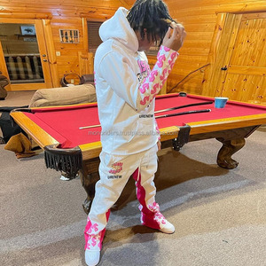 Custom Logo Men 3D for Flare Stacked Pant Hoodie Fleece Warm Tracksuit Custom High Quality Sweatsuit Winter - Product Image 2