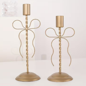 Wrought Iron Bow-shaped Candle <b>Holder</b> Suitable for Pillar Candles Decoration for Wedding Parties, Christmas <b>Candlestick</b> <b>Holder</b> - Product Image 1