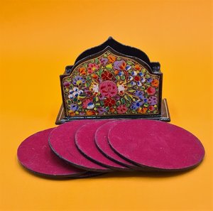 Khadim Handicrafts Handmade Handpainted Modern <b>Paper</b> Mache <b>Coaster</b> Set Eco Friendly Decorative Drink <b>Coasters</b> - Product Image 4