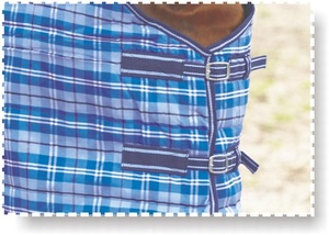 1200 Denier PP Indoor Stabile Pferde teppiche Winter 350 Gramm Schwere Füllung Mesh Fleece Baumwolle Königsblau Eisblau Checks Dressur Verwendung - Product Image 4