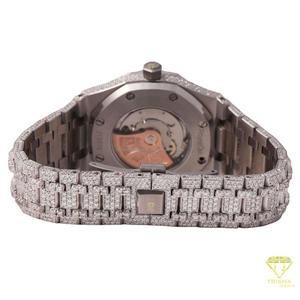 Montre-bracelet pour homme de luxe, forme ronde, entièrement sertie de pierres Moissanite VVS en argent sterling 925 - Product Image 4