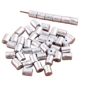 Brushed Silver Plated Drum Shape Bead - Product Image 1