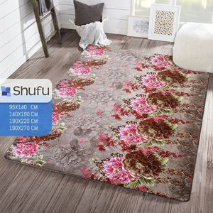 Tapis confortable en polyester épais et doux avec des motifs abstraits, antidérapant, anti-allergique pour les sols - Product Image 1