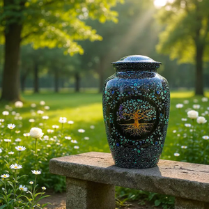 Metal Cremation Urn Adult Ashes <b>Memorial</b> Jar Tree of Life <b>Keepsake</b> Crematory Urn With Velvet Drawstring Bag - Product Image 5