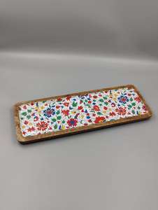 Plateau de service rond en bois avec design en résine et ensemble de sous-verres assortis, article décoratif pour la maison et la cuisine, cadeau - Product Image 6