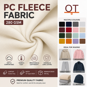 Tissu en molleton recyclé PC 280 GSM respirant et léger, idéal pour les sweat-shirts, les sweats à capuche et les vestes - Product Image 1