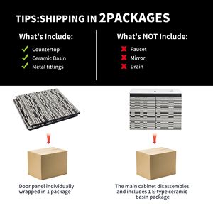 Mobile bagno sospeso da 24 pollici con anta soft-close e lavabo in ceramica, kit di montaggio (KD) - Product Image 6