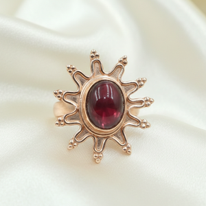 Natural Red <b>Garnet</b> 925 Sterling <b>Silver</b> Sunburst <b>Ring</b> Handmade Boho Statement Gemstone Jewelry Gift For Women Christmas gift her - Product Image 2