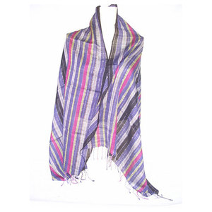Bufanda Larga Tejida a Mano con Diseño de Rayas para Mujer, Moda Étnica Sostenible de Invierno, Suave, Cálida y Ecológica, Fabricante Indio - Product Image 1