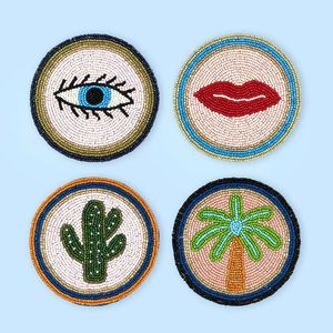 New Collection HANDMADE Beautiful Glass <b>Beaded</b> Round Boho Style Eco-Friendly Table <b>Coasters</b> Made with Love and Care - Product Image 6