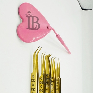 High Demand Golden Color <b>Long</b> Isolation Curved Tip with 90 Degree Boot Volume Eyelash Extension Tweezers Anti <b>Slip</b> Heart Handle - Product Image 2