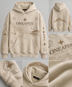 Sweat-shirt d'hiver pour homme, beige, brodé, en molleton de coton premium, respirant, streetwear, logo personnalisé, vente en gros - Product Image 5