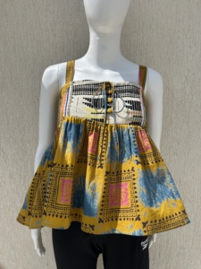 Haut bohème pour femme, tunique colorée à imprimé bloc, haut d'été décontracté sans manches - Product Image 3