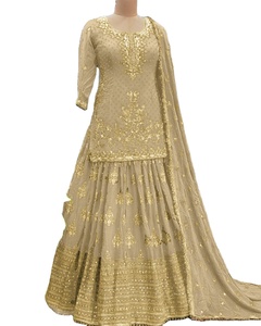 Girls College Garba Party Wear Bright Color Embroidered Elegant Look Designer Salwar <b>Suit</b> with Low Rate Modal - Product Image 1