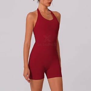 Conjunto de Shorts de Yoga Sólidos para Mujer y Top Corto sin Mangas, Tela Suave y Cómoda, Ajuste Elástico, Secado Rápido, Antibacteriano, para Actividades al Aire Libre - Product Image 2