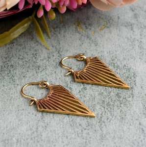 Boucles d'oreilles créoles géométriques plaquées or pour femmes, style bohème, bijoux en alliage - Product Image 4