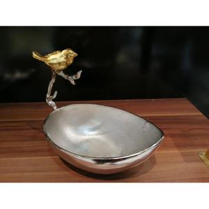 อุปกรณ์จัดงาน จานเคลือบสีขาว ถ้วยขนมหวาน ถ้วยใส่อาหาร ลายทองรูปนกและใบไม้ ของตกแต่งโต๊ะอาหาร - Product Image 1